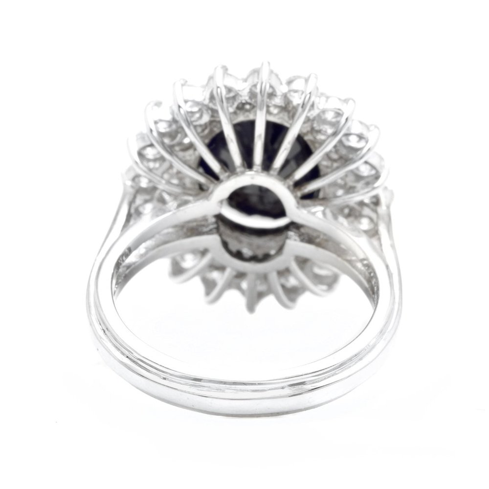 8.40 Ct Natural Sapphire & Diamond 14KW Gold Ring - Picture 4 of 8